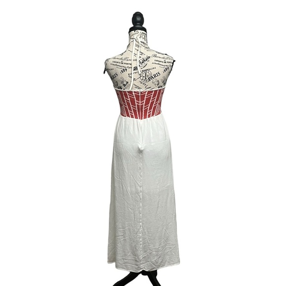 Jealous Tomato Geometric Crepe Halter Maxi Dress Boho Peasent Summer Beach S - Picture 6 of 10